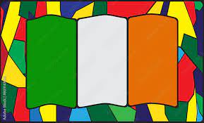 Ireland Flag On Stained Glass Stock