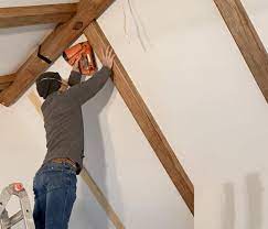 how to install vaulted ceiling beams