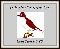 Crochet Thrush Bird Graphgan Chart Crochet Cross Stitch Emb