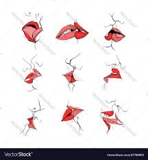 set couple kissing lips collection