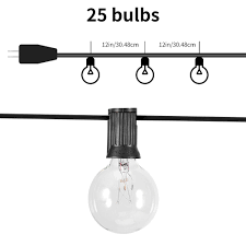 Details About G40 Clear String Lights Outdoor Patio Globe Festoon Party Light 25 Bulbs