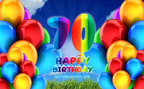Party for celebrating 70th birthday. Download Wallpapers 4k Happy 70 Years Birthday Cloudy Sky Background Birthday Party Colorful Ballons Happy 70th Birthday Artwork 70th Birthday Birthday Concept 70th Birthday Party For Desktop Free Pictures For Desktop Free