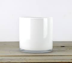 White Glass Cylinder Vase Tall