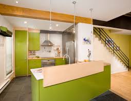 75 slate floor kitchen with green
