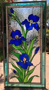 Iris Stained Glass Window Panel