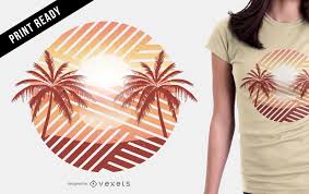 palm trees sunset t shirt design vector