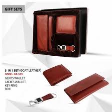 brown corporate leather gift set 3 in 1