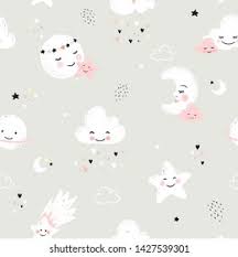 See more ideas about kids room, wallpaper, room wallpaper. Seamless Pattern Cute Moon Stars Clouds Stock Vector Royalty Free 1427539301
