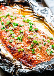 asian glazed salmon in foil jo cooks