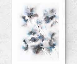 Fl Wall Art Blue Gray Abstract