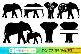Elephant Svg Bundle Monograms Svg Graphic By Artinrhythm Creative Fabrica