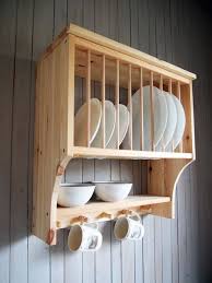 Kitchen Plate Rack Shelf Solid Pine
