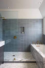 Blue Glass Tile Shower Design Ideas