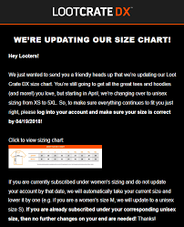 Loot Crate Dx Size Chart Update Hello Subscription