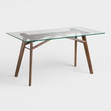 Kayden Glass Walnut Wood Desk