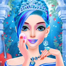 blue princess makeup salon games