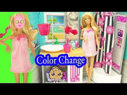 And the surprises are just begining. Barbie Spa To Fab With Color Changing Makeup Mask Nail Polish Cookieswirlc Video Pink Hair Extensions Barbie Barbie Sets