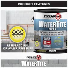 Zinsser 1 Gal Watertite Mold And Mildew Proof Clear Water Based Waterproofing Interior Exterior Paint 2 Pack