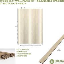 Ekena Millwork Sww66x94x0250bi 94 H X 1 4 T Adjustable Wood Slat Wall Panel Kit W 2 W Slats Birch Contains 22 Slats