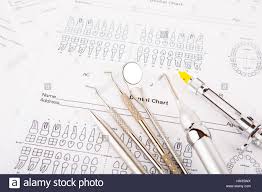 Dental Tools And Equipment On Dental Chart Stock Photo