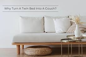 a twin bed look like a couch diy