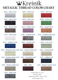 Kreinik Colour Chart Stitching Cards Paper Embroidery