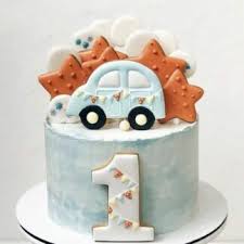 toy car cake dough and cream