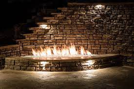 Gas Fire Pit Retaining Wall With Fire