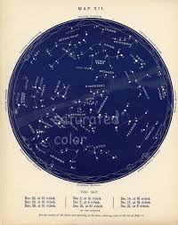 Nov December Night Sky Constellations Antique Star Chart