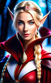 blonde elf with blue eyes and red hair