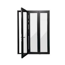 Eris 96 In X 80 In Left Swing Outswing Black Aluminum Folding Patio Door
