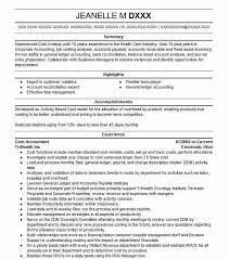 cost accountant resume example