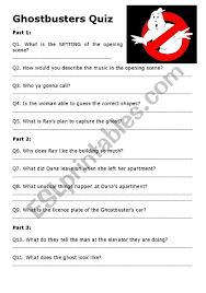 It's like the trivia that plays before the movie starts at the theater, but waaaaaaay longer. English Worksheets Ghostbusters Quiz
