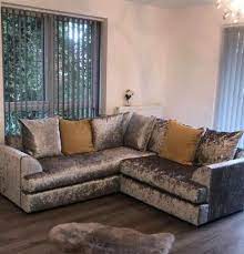 jasper corner sofa in silver crushed