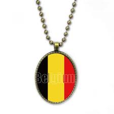 belgium country flag name necklace vine chain bead pendant jewelry collection women s size one size grey type