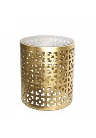 Brass Glass Top Round Side Table