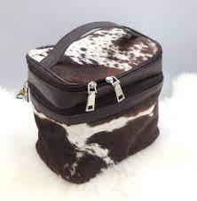 cowhide makeup bag leather vanity