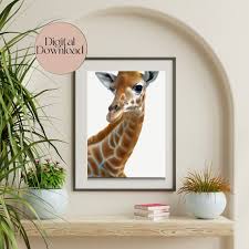 Jungle Giraffe Print Wall Art For