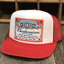 Budweiser Beer Vintage 80 S Promo Trucker Hat Bud Light Mesh Snapback Cap Red Ebay