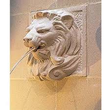 Beige White Pink Lion Wall Fountain