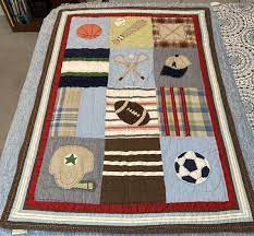 sports themed crib quilt wall hanging