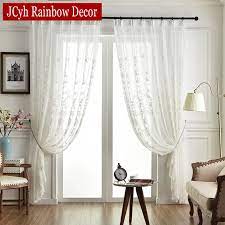 Window curtain for indoors & out. Embroidered White Tulle Curtains For Living Room European Voile Sheer Curtains For Window Bedroom Lace Curtains Fabrics Drapes Curtain Loop Curtain Blindcurtain Switch Aliexpress