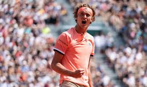 Stefanos tsitsipas of greece celebrates as he defeats germany's alexander zverev during their semifinal match of the french open tennis . French Open 2018 Alexander Zverev Gives Hilarious Answer When Given Rafael Nadal Title Tennis Sport Express Co Uk