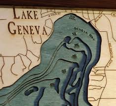 Lake Geneva 3 D Nautical Wood Chart 13 5 X 31