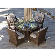 5 Piece Wicker Round Outdoor Dining Set