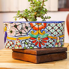 Talavera Style Ceramic Planter Box From