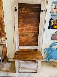 Rustic Farmhouse Hall Tree With Hooks Built With Reclaimed