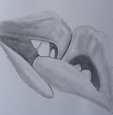 pencil drawing kissing lips hive