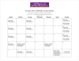 Public Activities Schedule Broadmoor World Arena