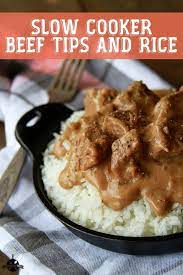 slow cooker beef tips and rice